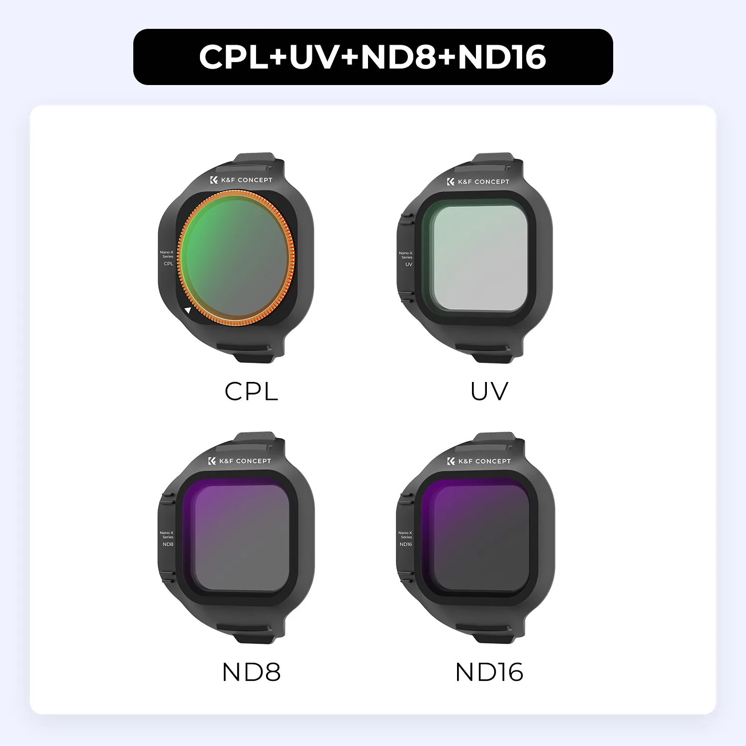Набір із 4 фільтрів CPL+UV+ND K&F Concept для дрона DJI Mini 5 Pro