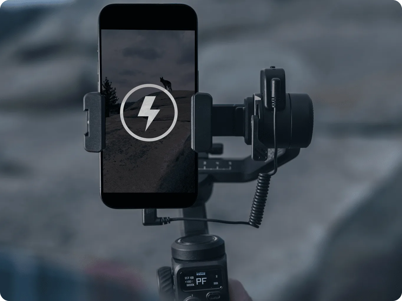 GoPro Fluid Pro AI gimbal with long battery life and charging function