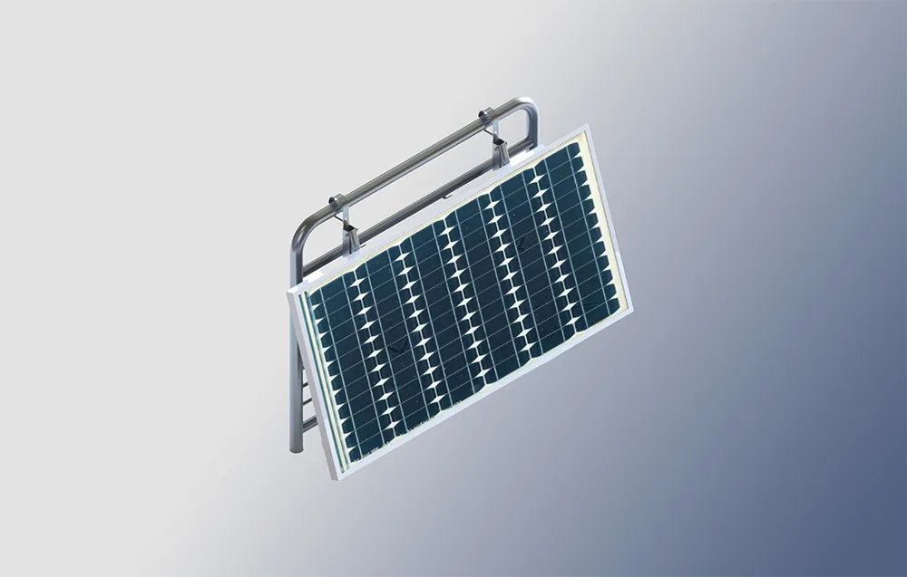 Solar panel mounted on a balcony railing with adjustable SBR02 bracket