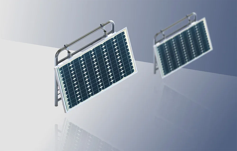 Solar panels installed on balcony railings with adjustable mounting brackets