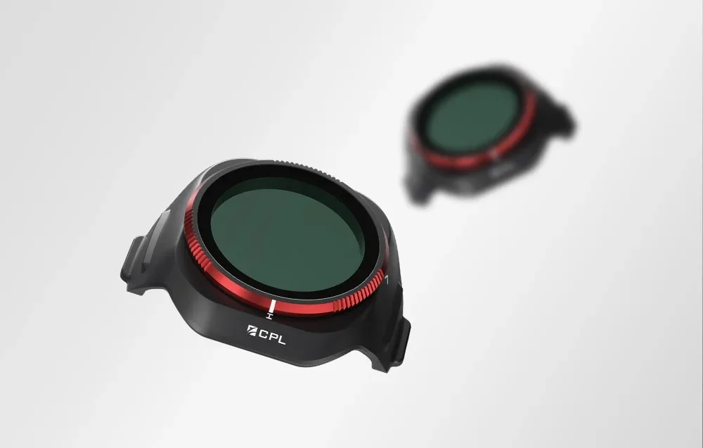 Два поляризаційні фільтри Freewell CPL для DJI Mini 5 Pro з червоними рамками та зеленим склом