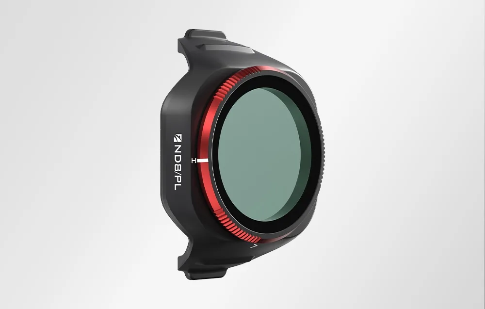 Side view of the Freewell ND8/PL filter for DJI Mini 5 Pro on a light background
