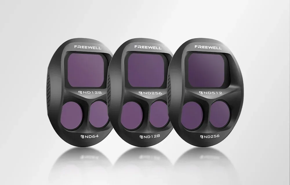 Set of three Freewell ND filters with reflective purple glass for DJI Mavic 4 Pro