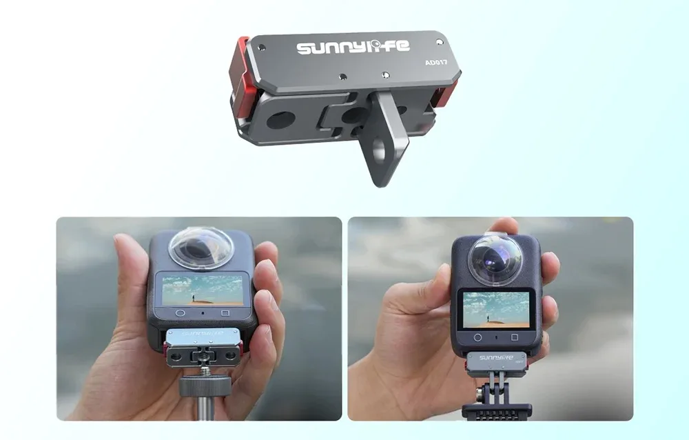 SunnyLife camera adapter shown with different mounting options for action camera accessories