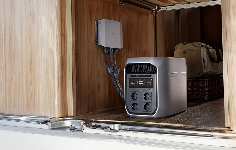Power station connected to a microinverter.