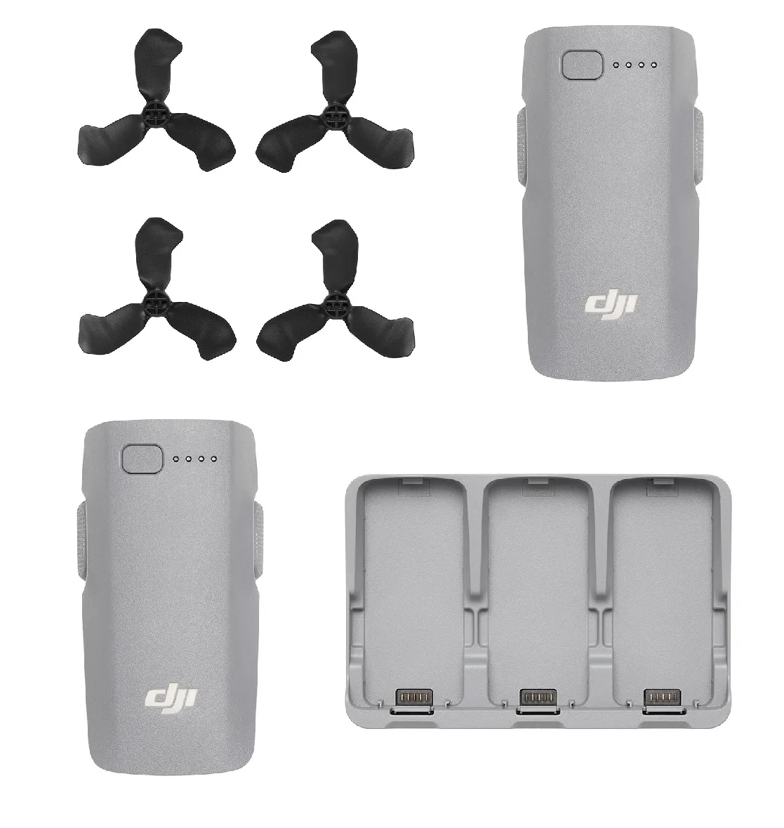 DJI Neo 2 Fly More Kit accessories set with batteries, charging hub and propellers