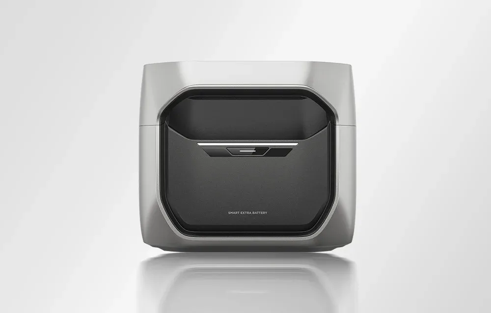 EcoFlow Smart Extra Battery module with a gray housing, front view.