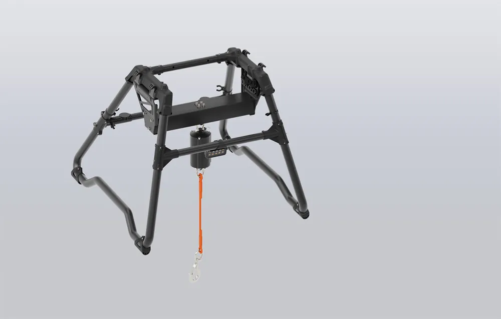 System transportu do DJI Agras T100 na szarym tle