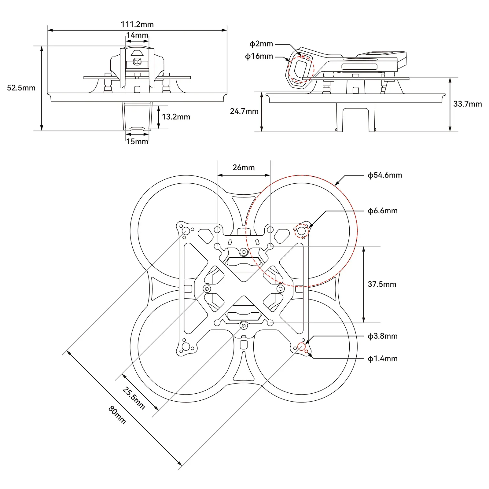 BetaFPV Pavo Pico II frame dimensions