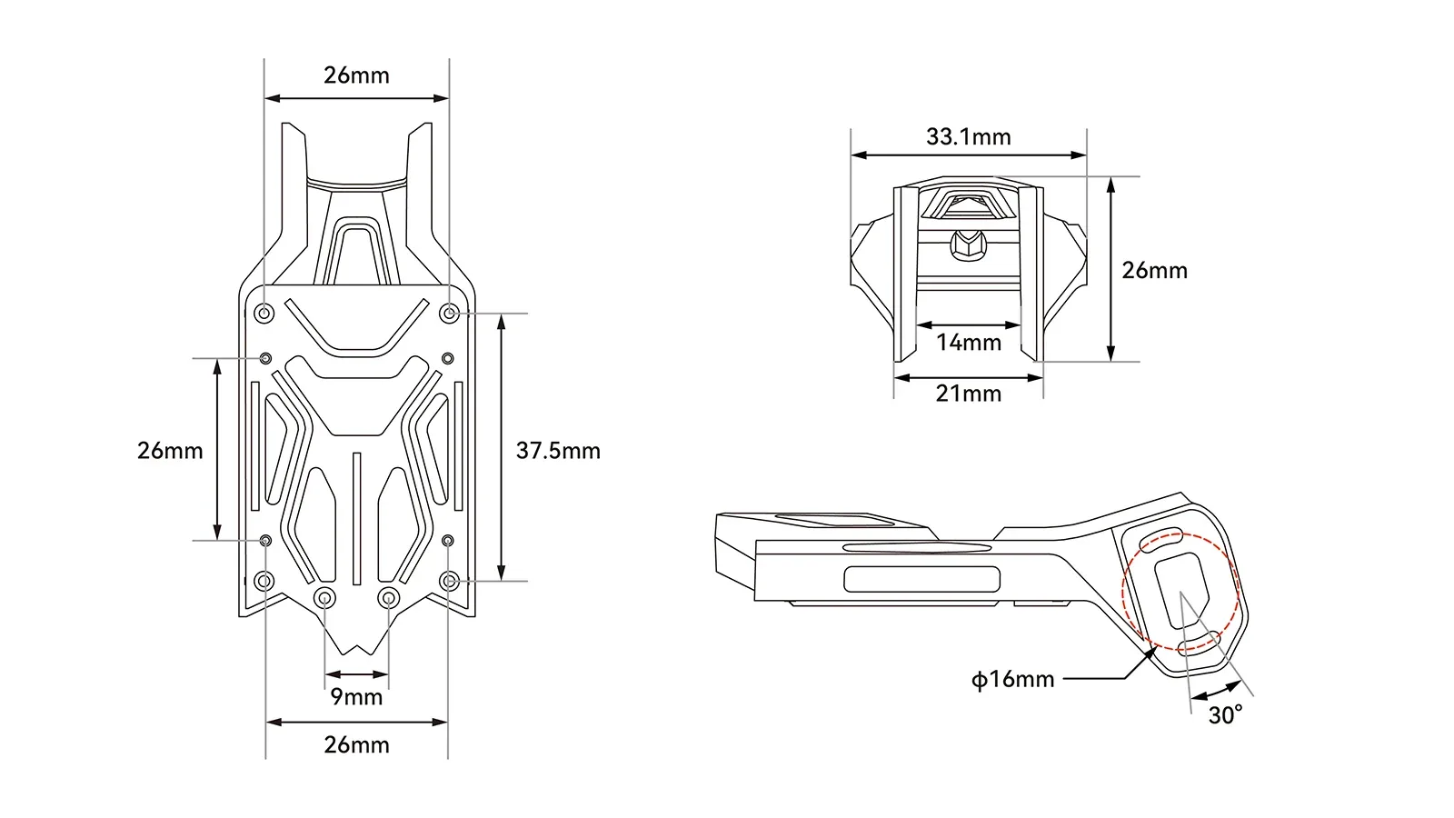 Wymiary O4 Air Unit Bracket II
