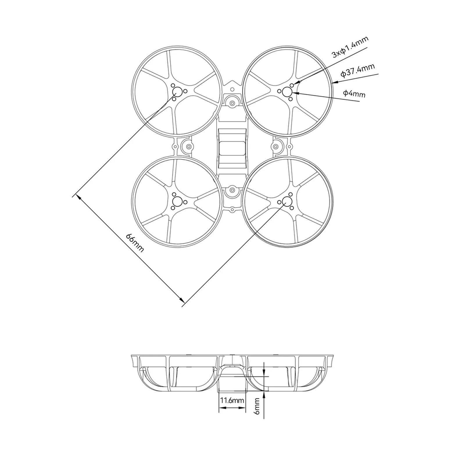 Rama BetaFPV Meteor65 Pro (szara)