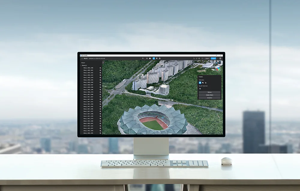 Інтерфейс програмного забезпечення DJI Modify для редагування 3D-моделей і хмар точок