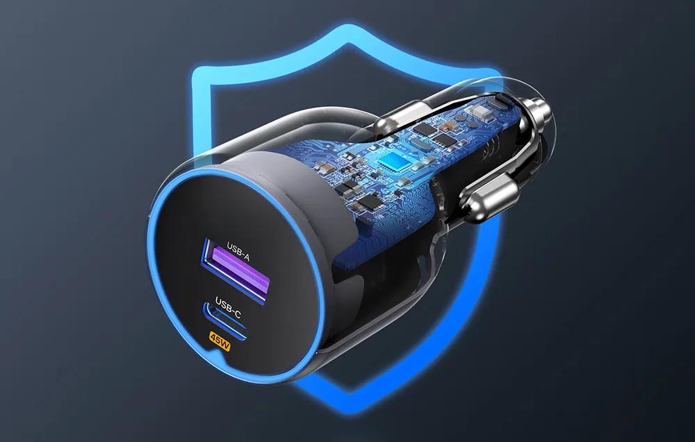 Системи захисту в автомобільному зарядному пристрої Ugreen EC701