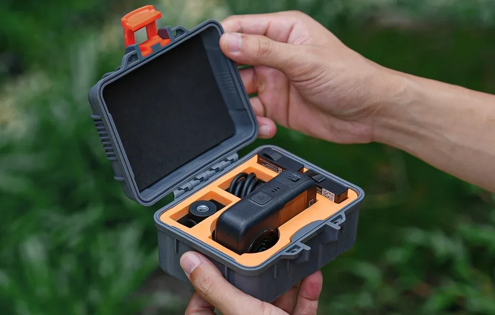 Open Sunnylife mini hard case with molded interior for DJI Osmo 360 accessories