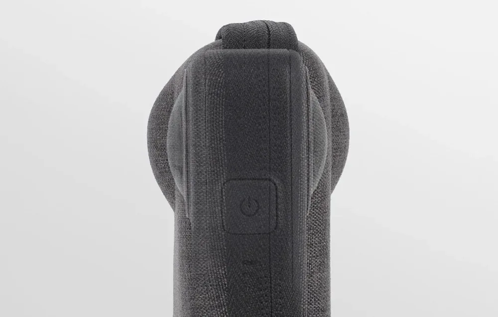 Gray Sunnylife zippered case for DJI Osmo 360 with hook-and-loop strap, front view on a light background