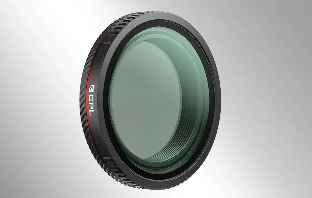 Freewell CPL filter for DJI Osmo Nano with green-tinted glass on a gray background.