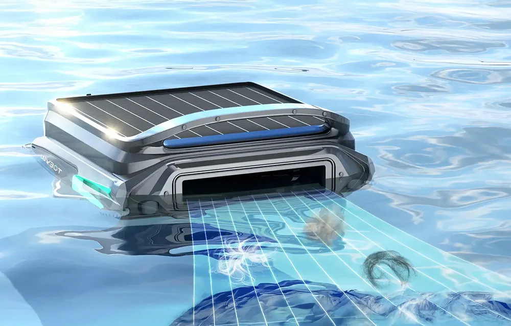 WYBOT F1 pool robot with graphic visualization while cleaning the pool surface