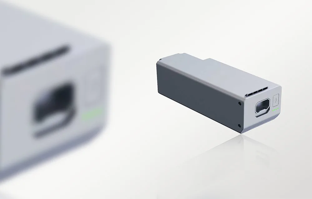 Two UNITREE A2 batteries on a gray background