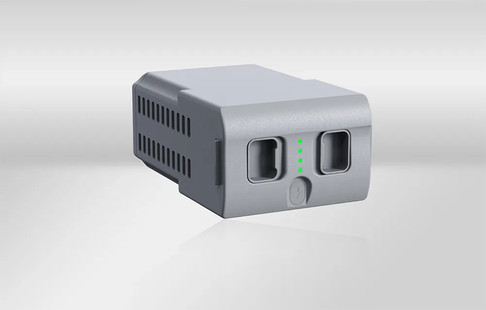 Gray Unitree G1 robot battery on a gray background