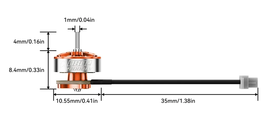 BetaFPV 0802 brushless motor dimensions diagram