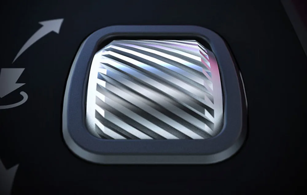 Close-up of the control knob on the SkyRC Q100neo charger housing.