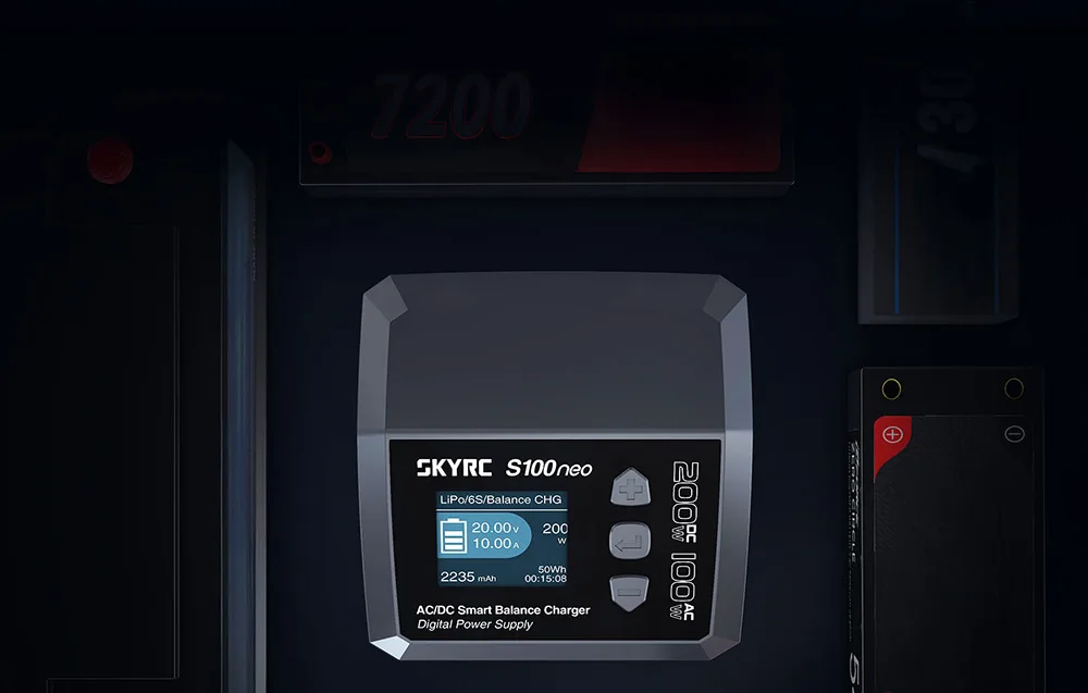 Top view of the SkyRC S100neo smart charger.