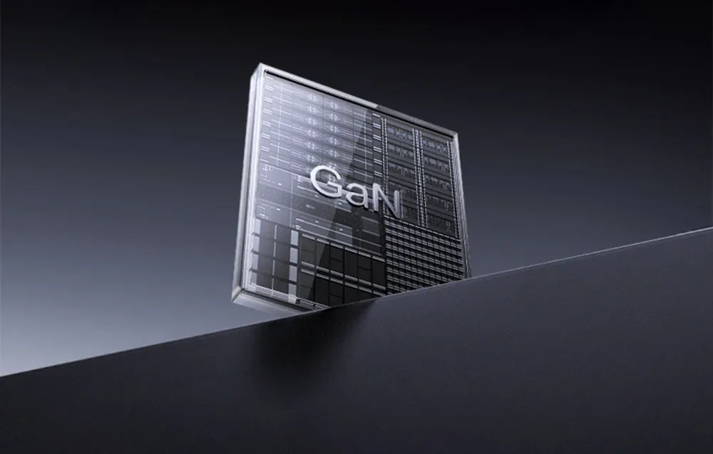 GaN technology visual highlighting the advanced electronic chipset used in the charger