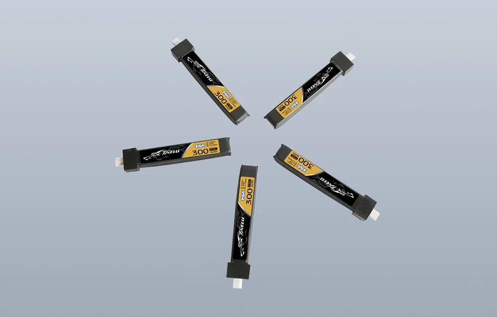 Tattu 300mAh 3.8V 1S1P HV BT2.0.5 battery pack - 5 pieces