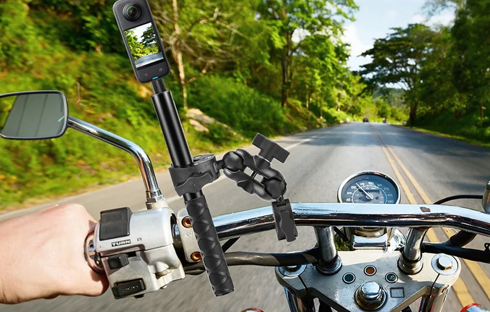 Adjustable PULUZ handlebar mount with ball head for action cameras