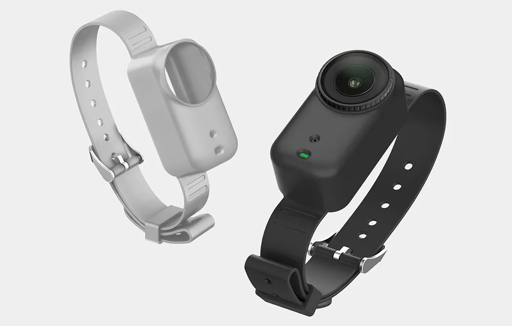 Сіра та чорна силіконова стрічка для камери DJI Osmo Nano на сірому фоні