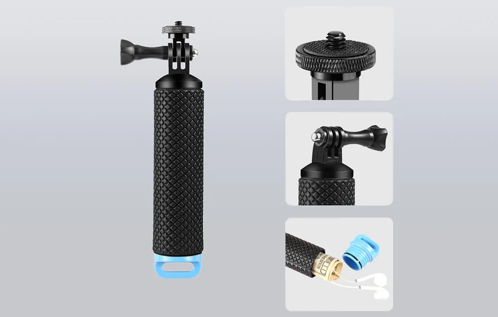 Close-up of the PULUZ floating grip with wrist strap