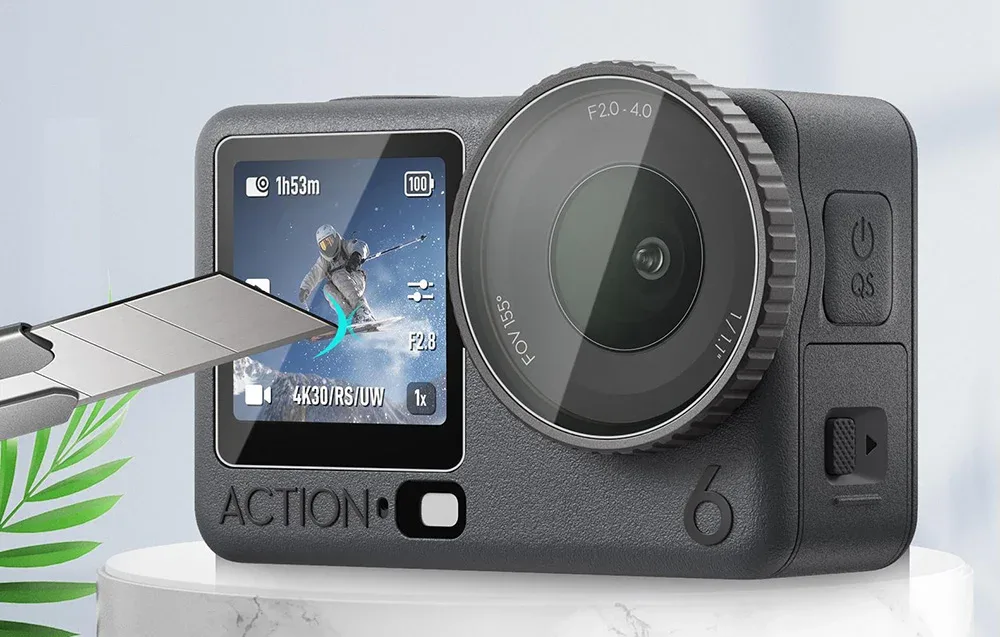 Scratch resistance test on an action camera screen protector