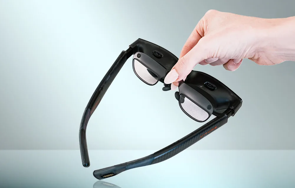 Installing the prescription lens frame in VITURE Luma XR glasses