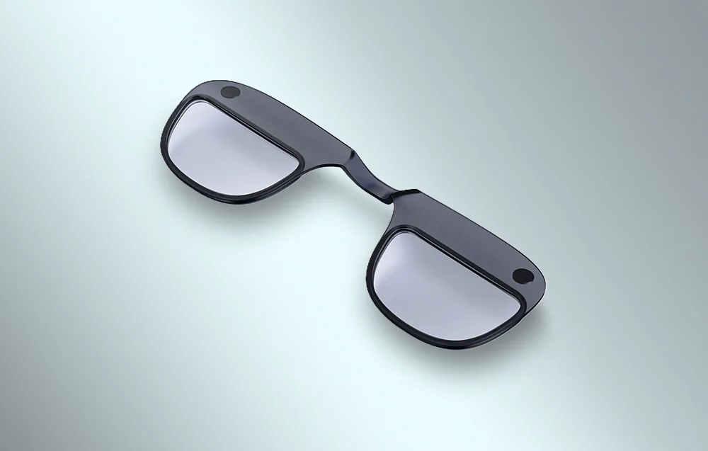 Prescription lens frame for VITURE Luma XR glasses on a light background