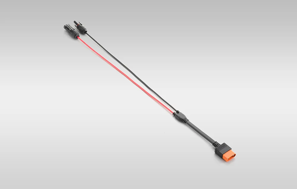 MC4 solar charging cable for DJI Power 1000 Mini with orange connector and red and black leads