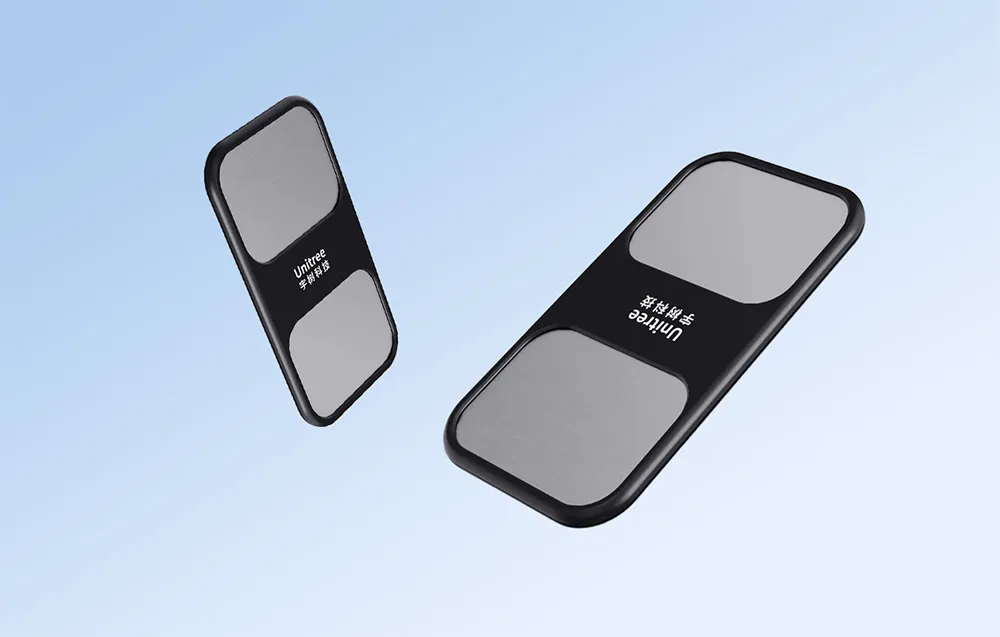 Two UNITREE charging stations on a blue background