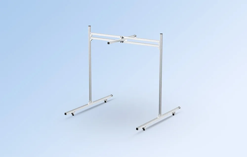 Silver protective bracket for the Unitree robot on a light blue background