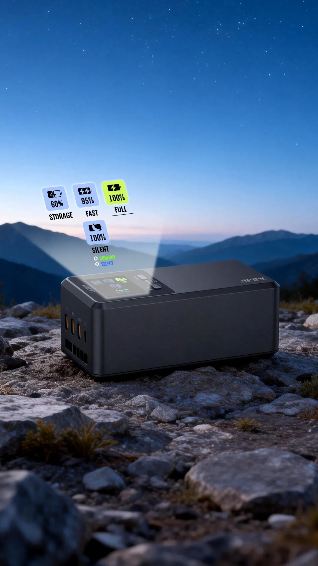 Charging modes on the LKTOP 300W 3-channel drone charger