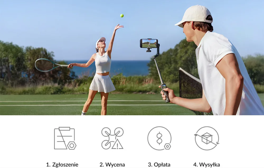 Етапи використання DJI Care Refresh для Osmo Mobile 8P — заявка, оцінка, оплата, доставка