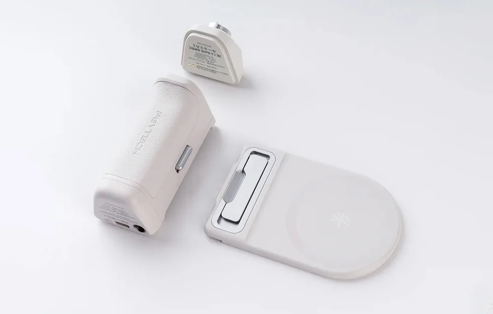 PGYTech MagCam 2 smartphone camera grip with detachable modules on a white background