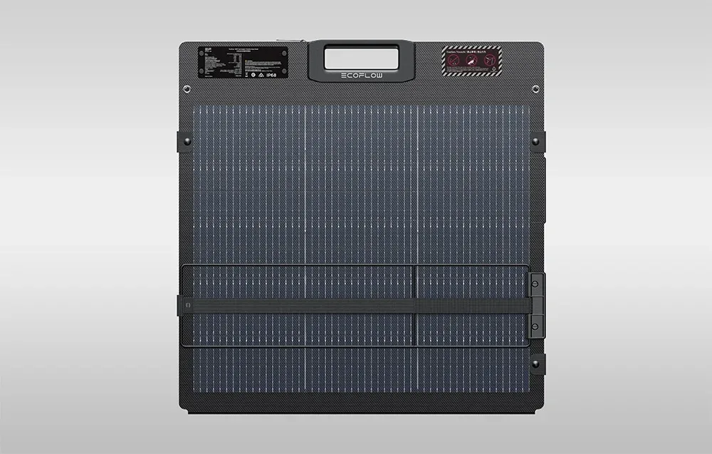 EcoFlow 160W foldable solar panel folded on a gray background