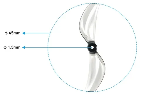 Śmigła 3-łopatkowe Gemfan 45 mm (wał 1,5 mm, 4 szt.) - czarne