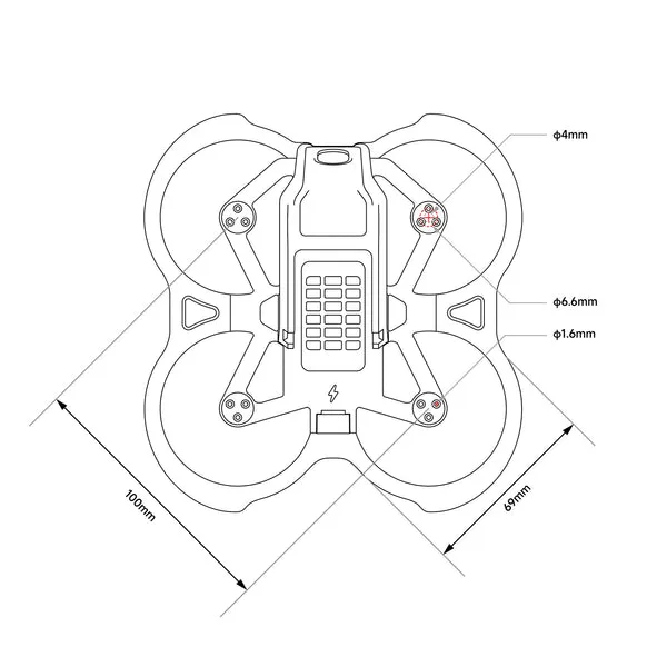 Wymiary ramy Aquila20 Brushless Whoop Frame