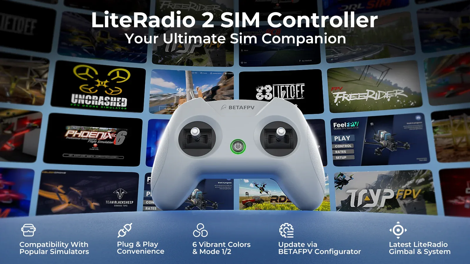 BetaFPV LiteRadio 2 SIM Controller in red - simulator training controller for FPV pilots