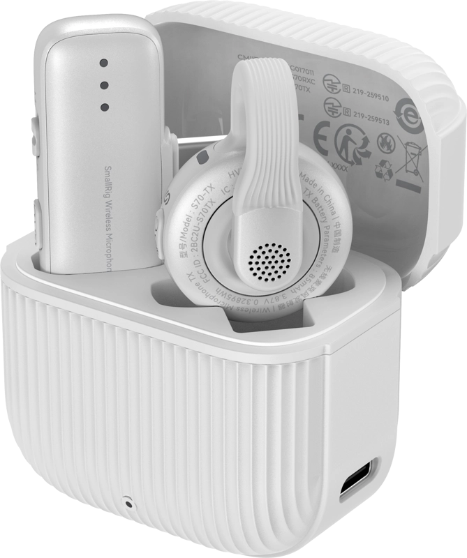 Biały mikrofon bezprzewodowy SmallRig S70-C1 5719 z odbiornikiem USB-C