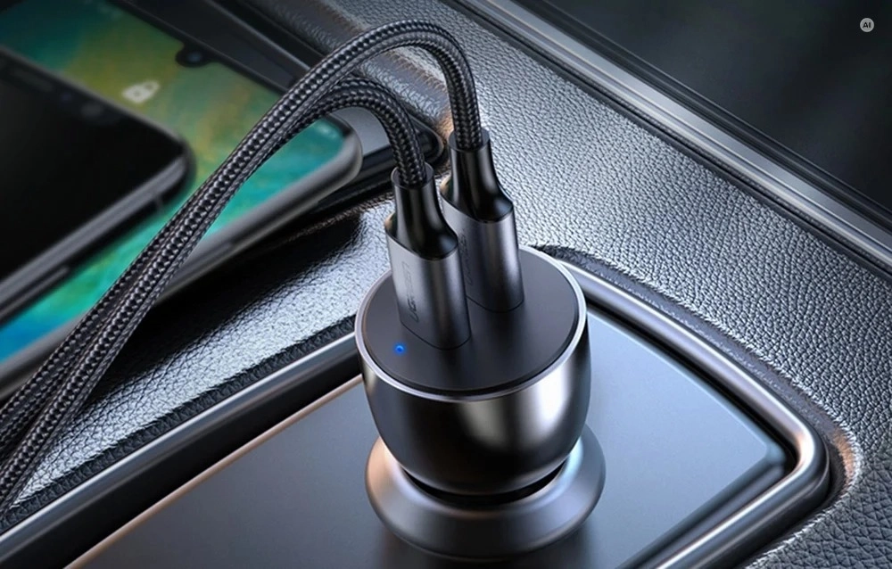 UGREEN CD213 - dwa złącza USB-C i stabilne osadzenie w gnieździe samochodowym