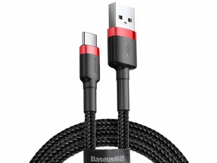 Kabel Baseus Cafule w czerwono-czarnym oplocie