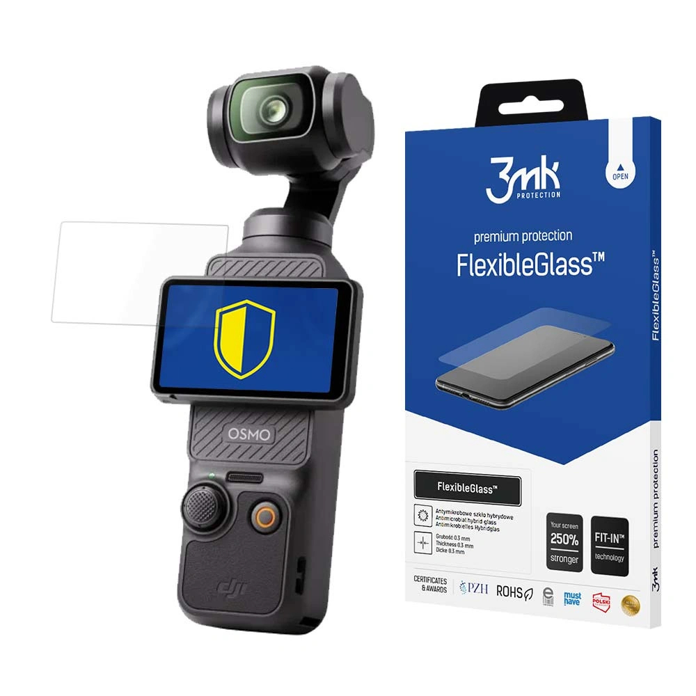 Zdjęcie produktu: Nietłukące szkło hybrydowe na DJI Osmo Pocket 3 - 3mk FlexibleGlass