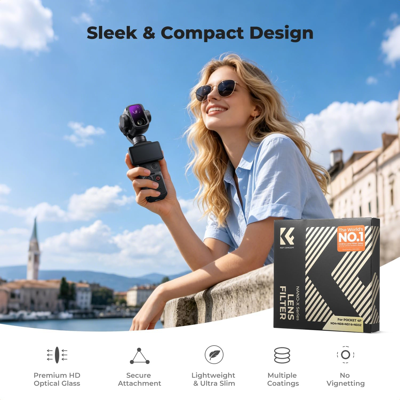 Kompaktowa konstrukcja filtrów ND K&F Concept do DJI Osmo Pocket 4P