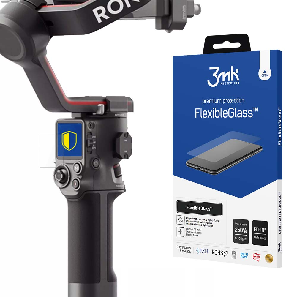 Zdjęcie produktu: Nietłukące szkło hybrydowe na DJI RS 3 / RS 3 Pro - 3mk FlexibleGlass
